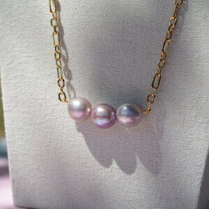 23" Natural Pastel Edison Pearl Necklace – Gold Plated Chain